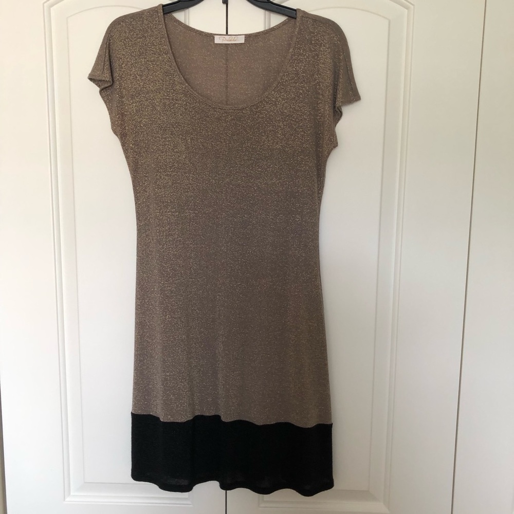 Prelude lined brown with black trim dress size S